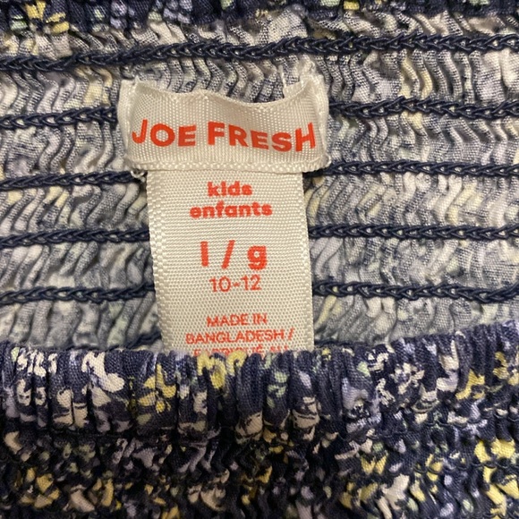 Ruched navy flowers short sleeve top size 12 youth - Picture 2 of 4